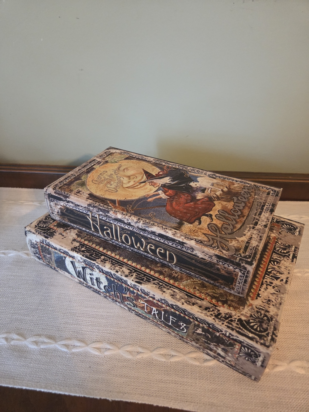 2 Piece Decorative Halloween Faux Books The Witching Hour